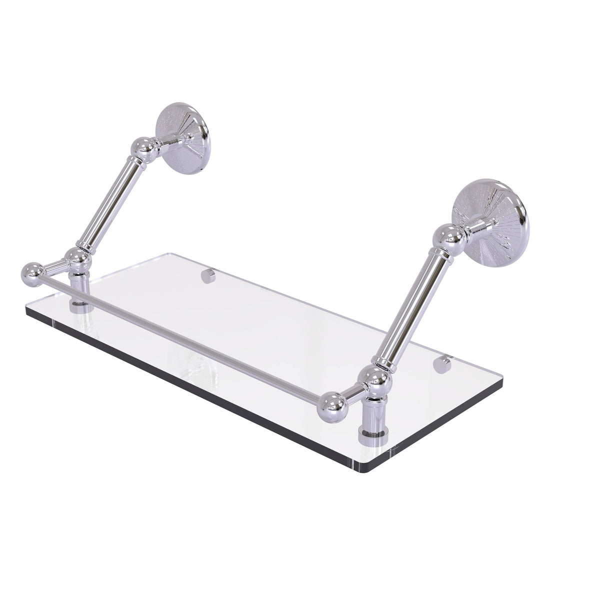 Floating Glass Shelf with Gallery Rail 18 Inch I90525