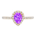 0.8ct Pear Cut Purple Amethyst 18k Yellow Gold Halo Ring Size 3.5 O9694