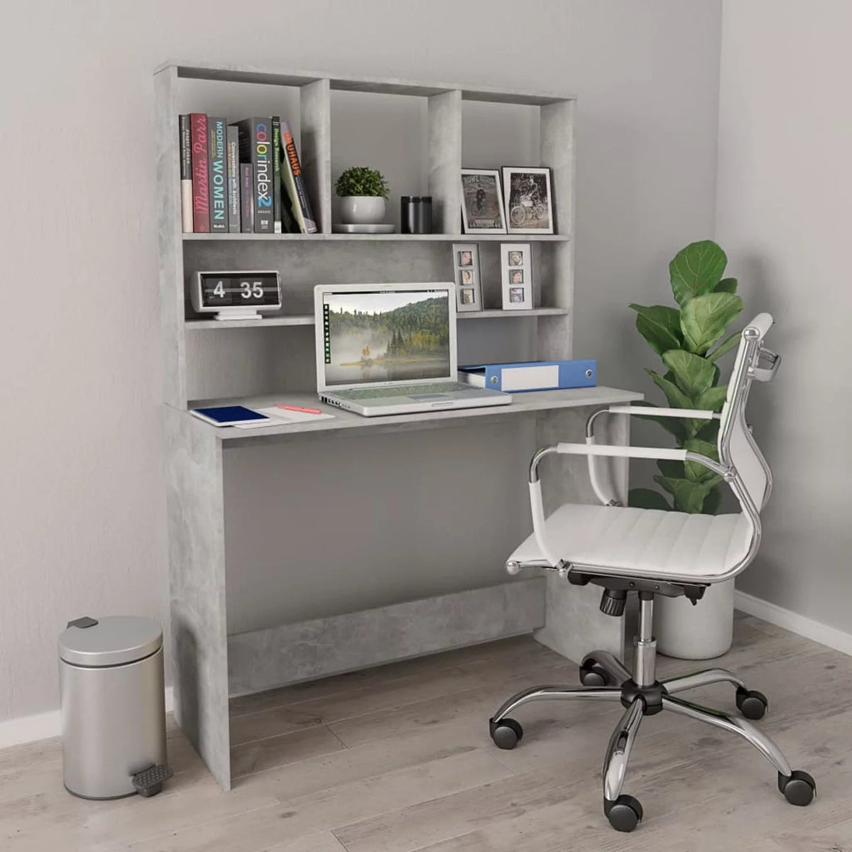 Desk with Shelves Concrete Gray B7591