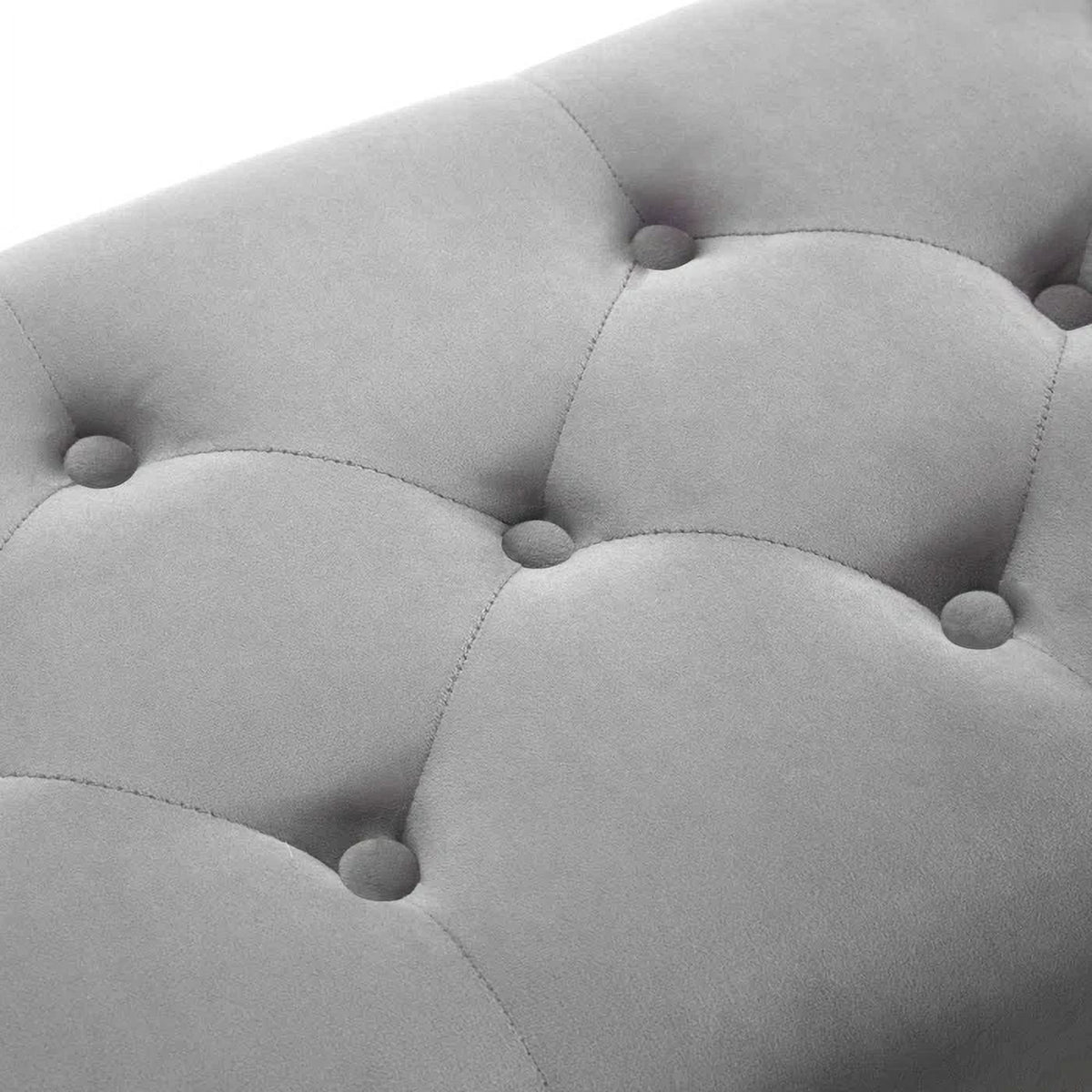 Gray and Golden Velvet Ottoman with Metal Base X68989
