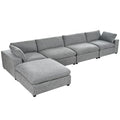 Beige Oversize Modular Sectional Sofa with Removable Ottoman V128490