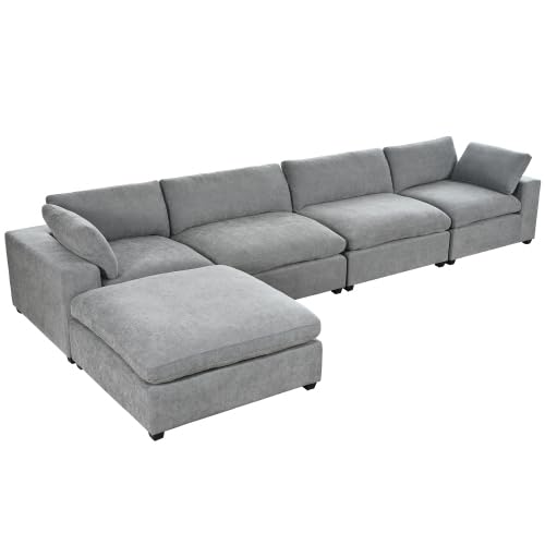 Beige Oversize Modular Sectional Sofa with Removable Ottoman V128490