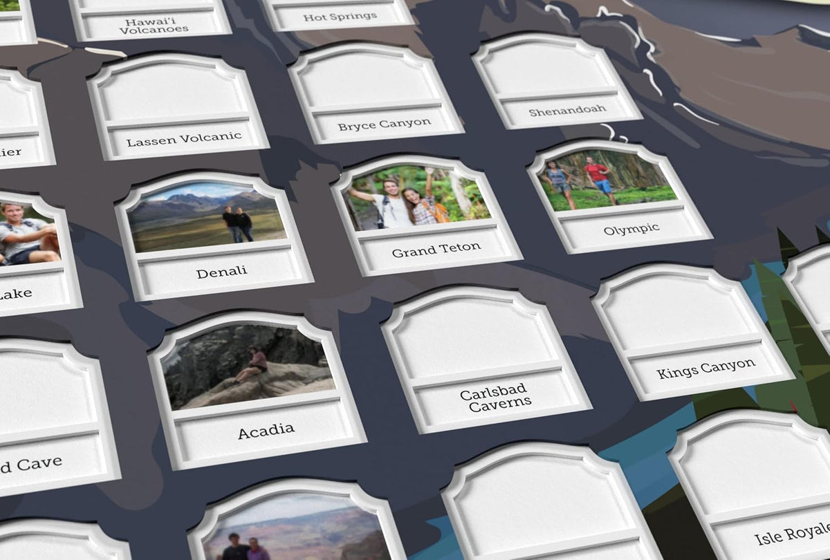 Personalized USA National Parks Photo Map (White Frame) J359