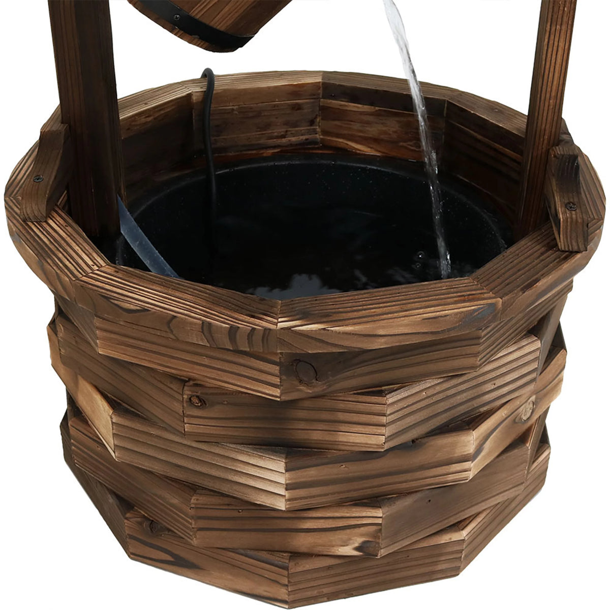 Wood Wishing Well Fountain with Liner 48" H T6532