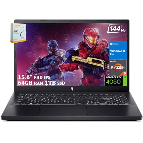 15.6" FHD 144Hz IPS Gaming Laptop, AMD Ryzen 5, 32GB RAM, 1TB SSD, RTX 4050 O302