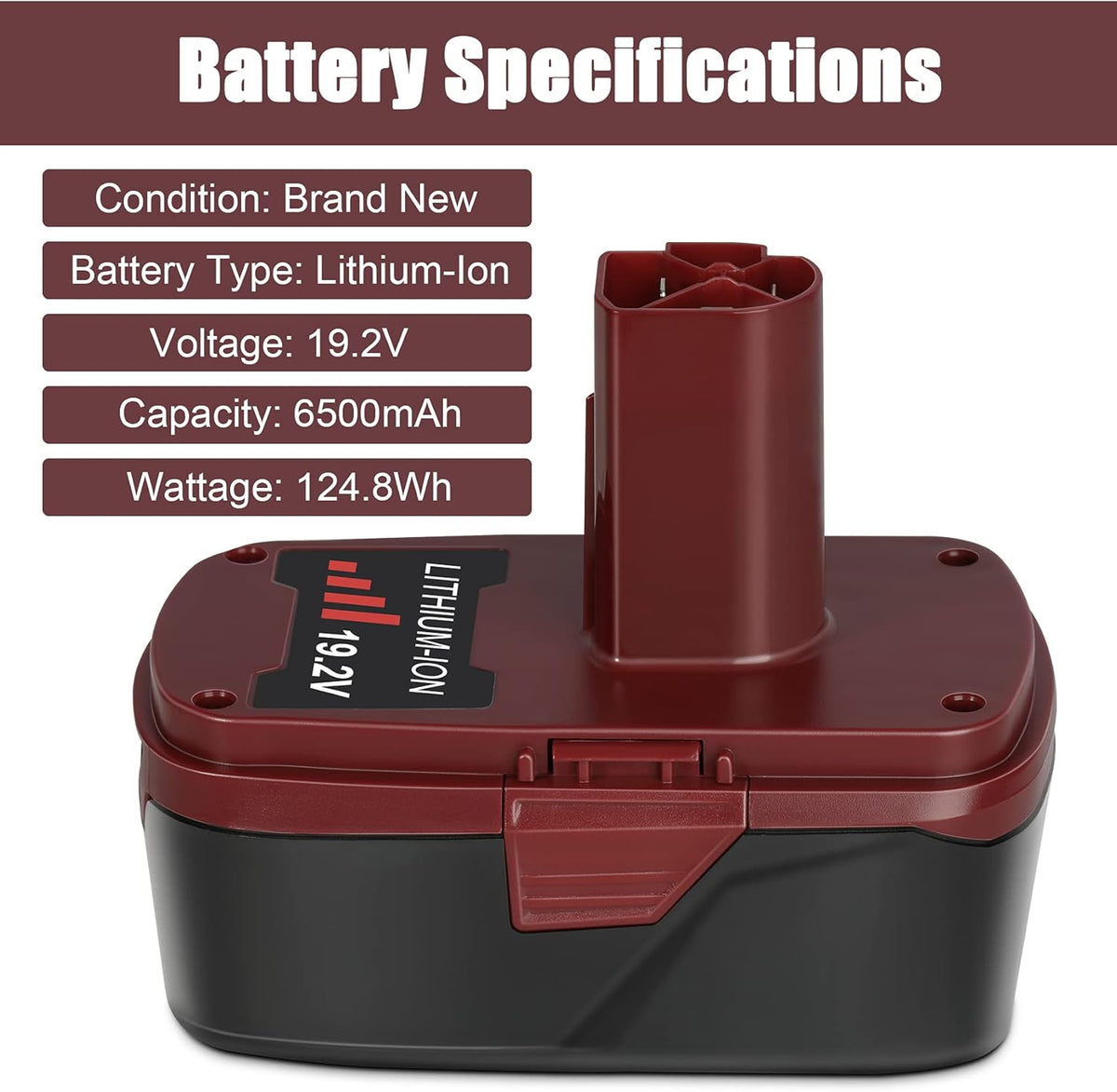 2 Pack 6.5Ah 19.2V Lithium ion Battery Replacement L818286