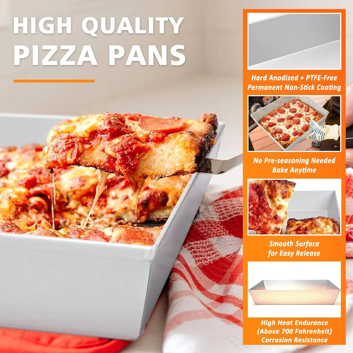 10x14x2.5 Inch Non Stick Hard Anodized Square Pizza Pan Y167448