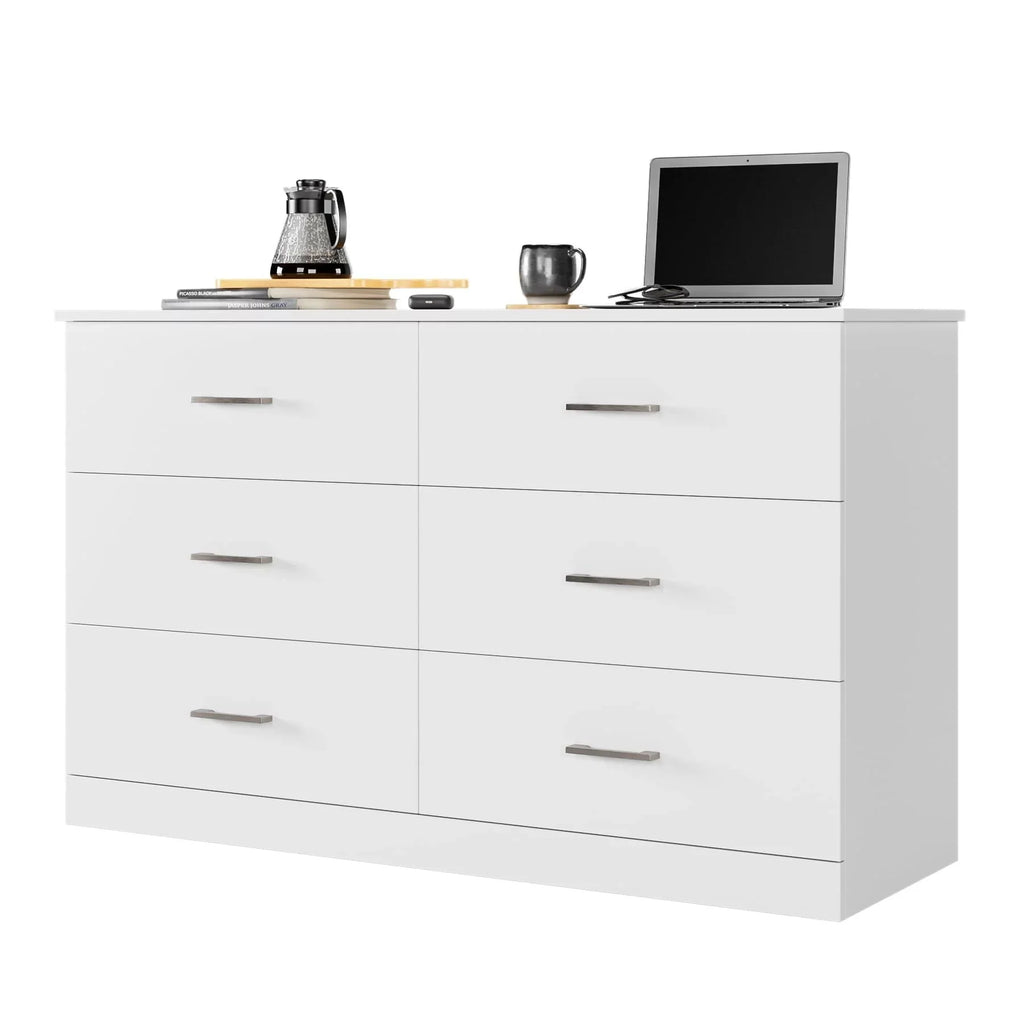 White 6 Drawer Wood Dresser Y6210