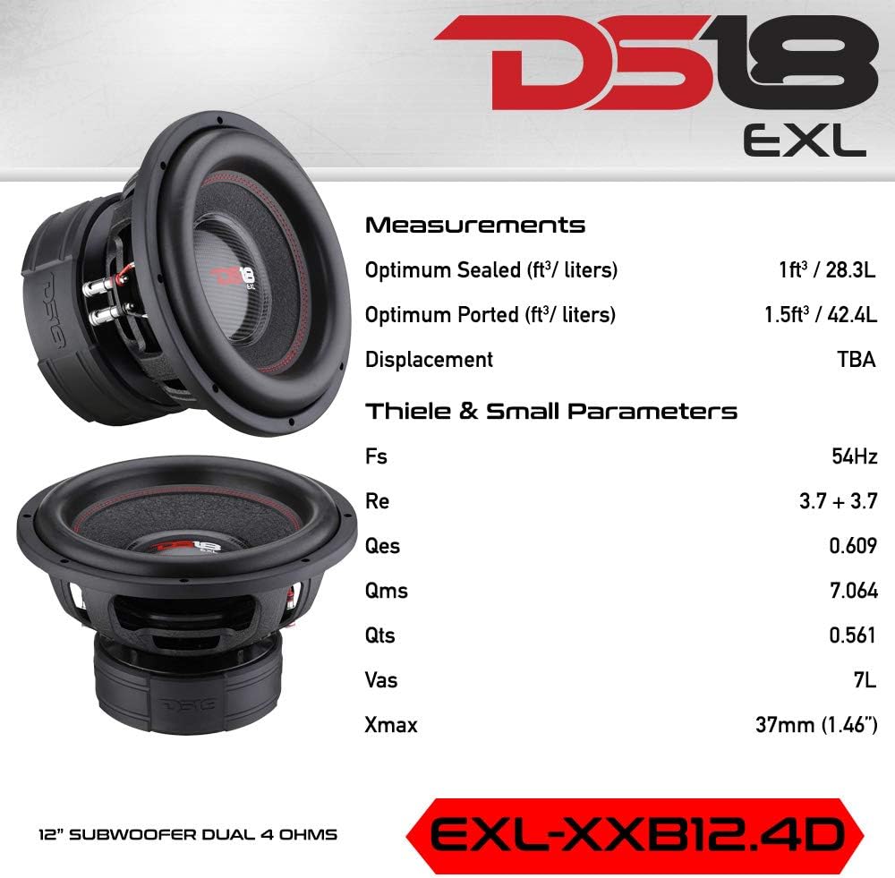 15" Subwoofer, 4,000 Max Power, 2,000 RMS Power, Dual Voice Coil 2+2 Ohm Impedance C3764