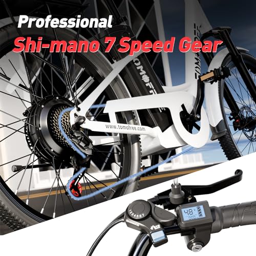 White 24" 500W 48V 20Ah 7-Speed Electric Cruiser Bike D949