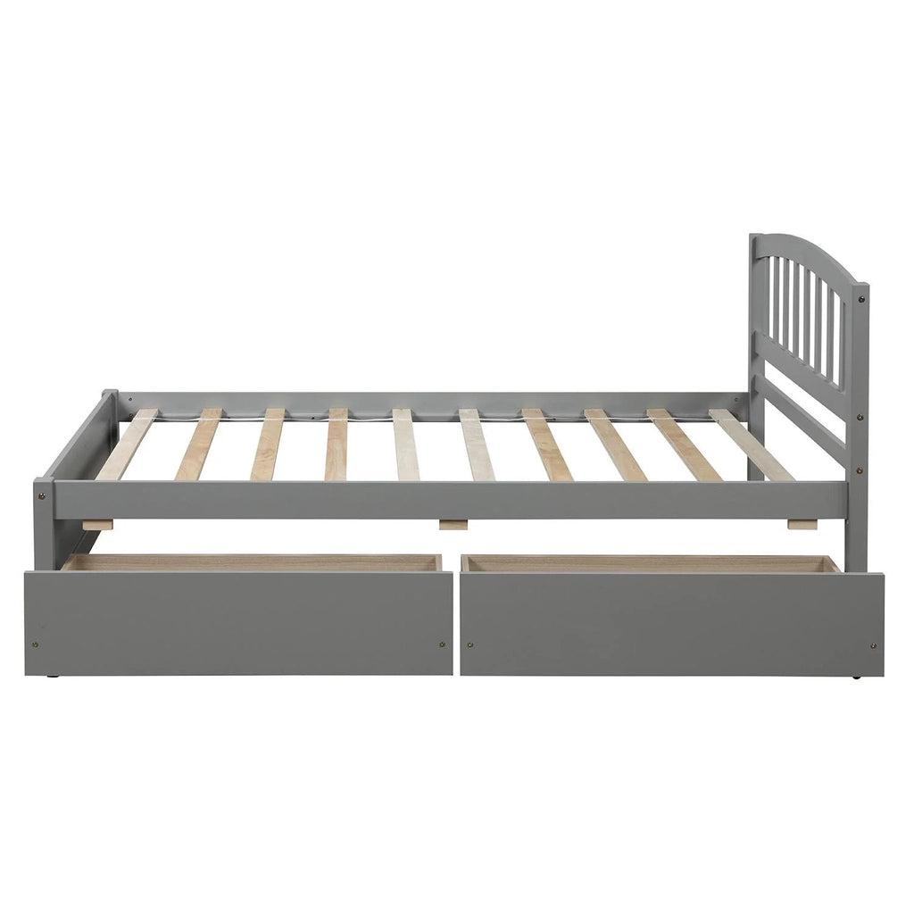 Twin Size Wood Platform Bed with Storage and 2 Drawers K9650