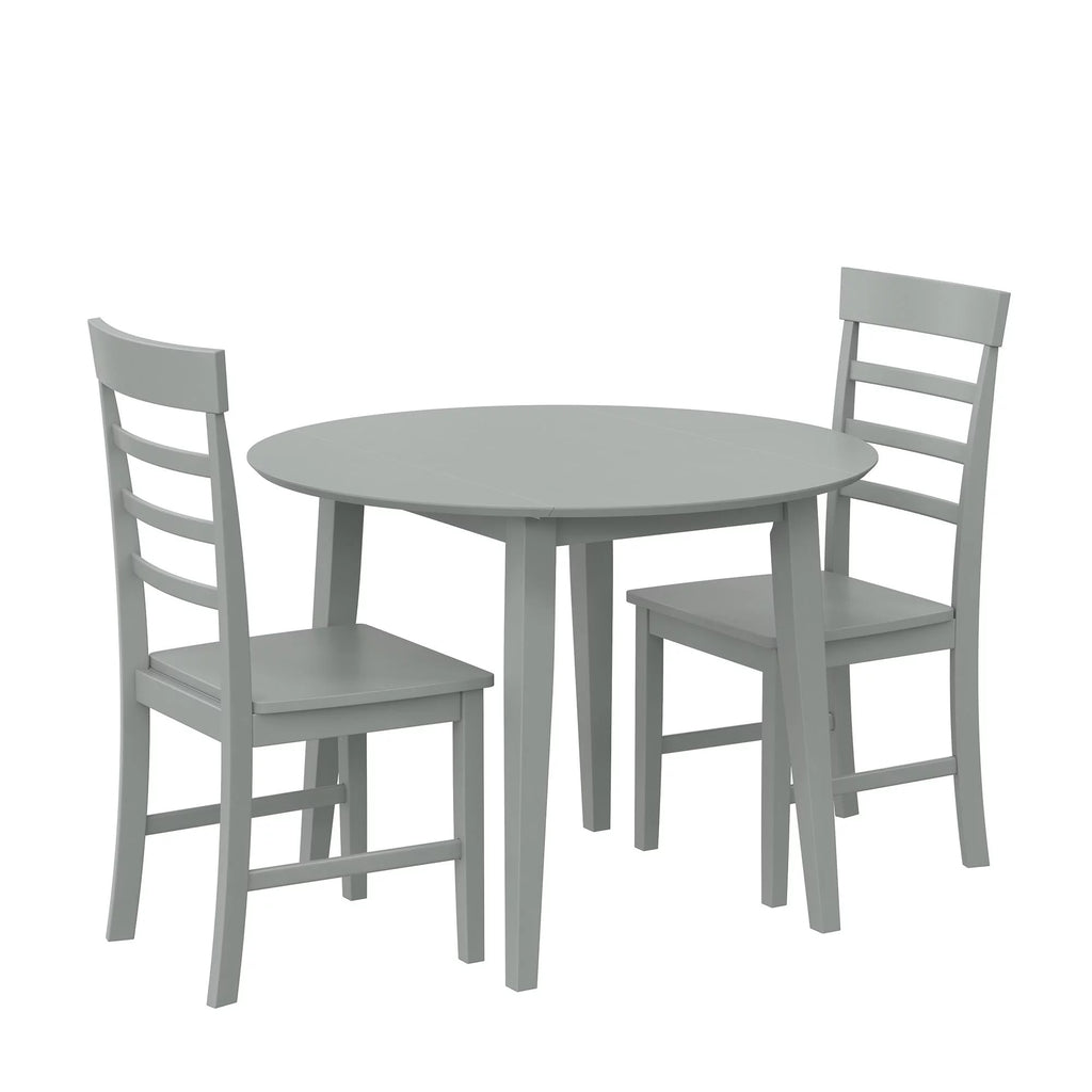 3-Piece Wood Dining Set with Double Drop Leaf Gray I4154