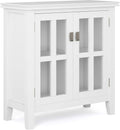 White 30 inch Wide Low Storage Cabinet with 2 Tempered Glass Doors E458208