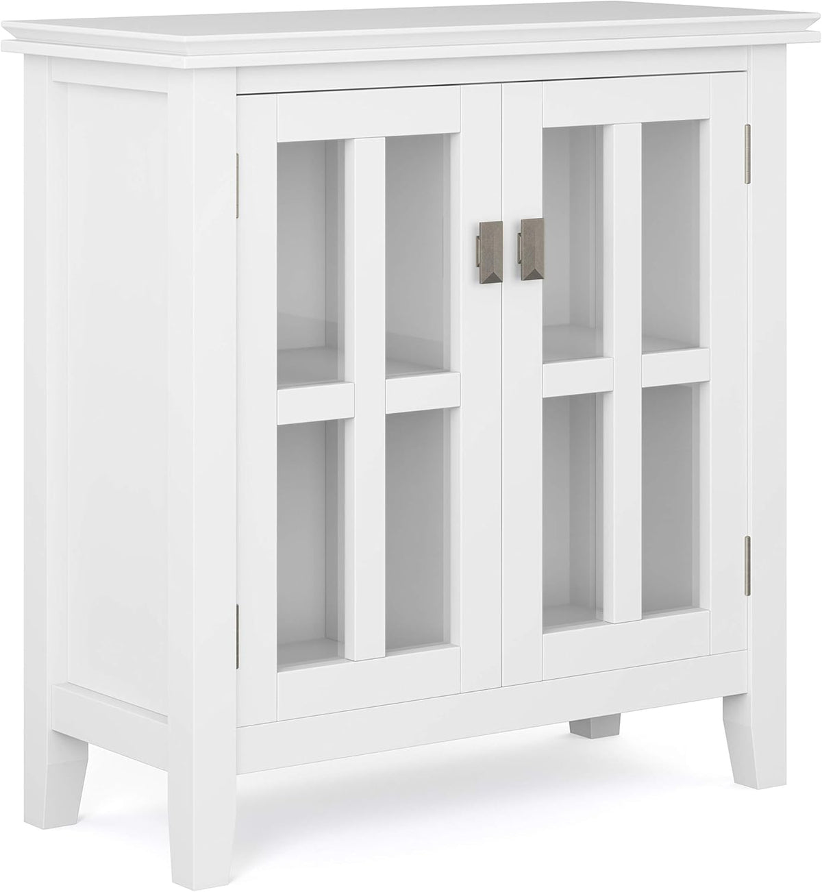 White 30 inch Wide Low Storage Cabinet with 2 Tempered Glass Doors E458208
