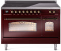 48 Induction Range with Electric Oven in Burgundy Y657