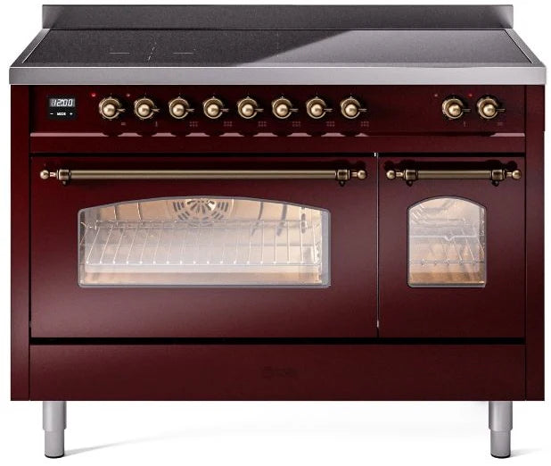 48 Induction Range with Electric Oven in Burgundy Y657