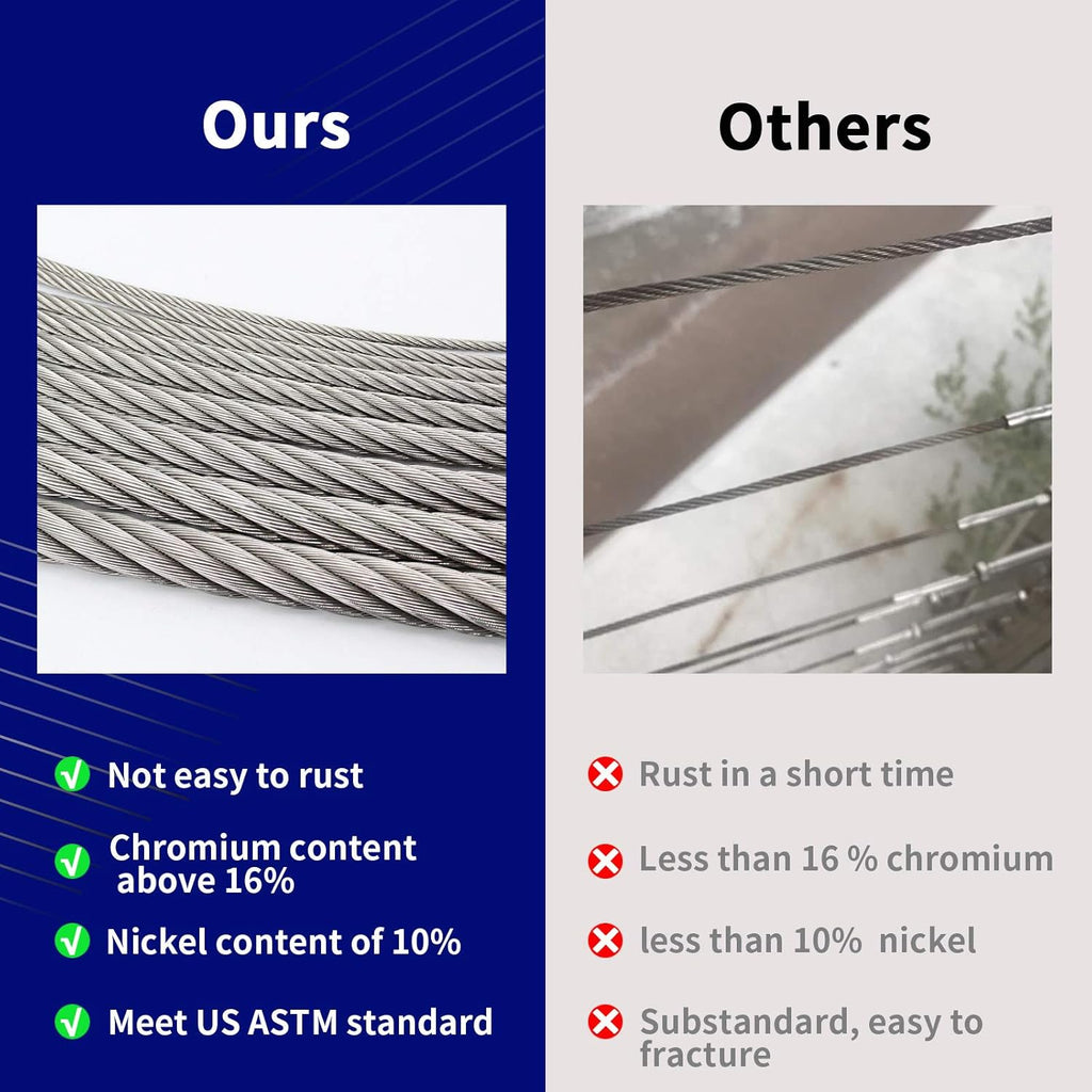 1/8 T316 Stainless Steel Cable with Cutter, 600FT 7 x 7 Strands Wire Rope O88191