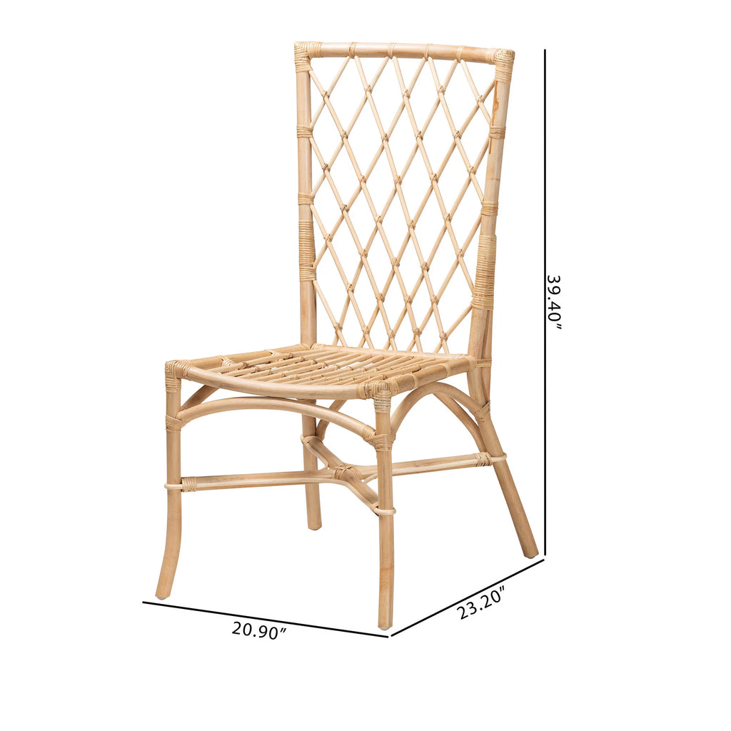 Natural Brown Rattan 2-Piece Dining Chair Set Y88310
