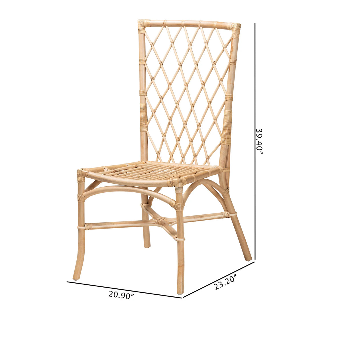 Natural Brown Rattan 2-Piece Dining Chair Set Y88310