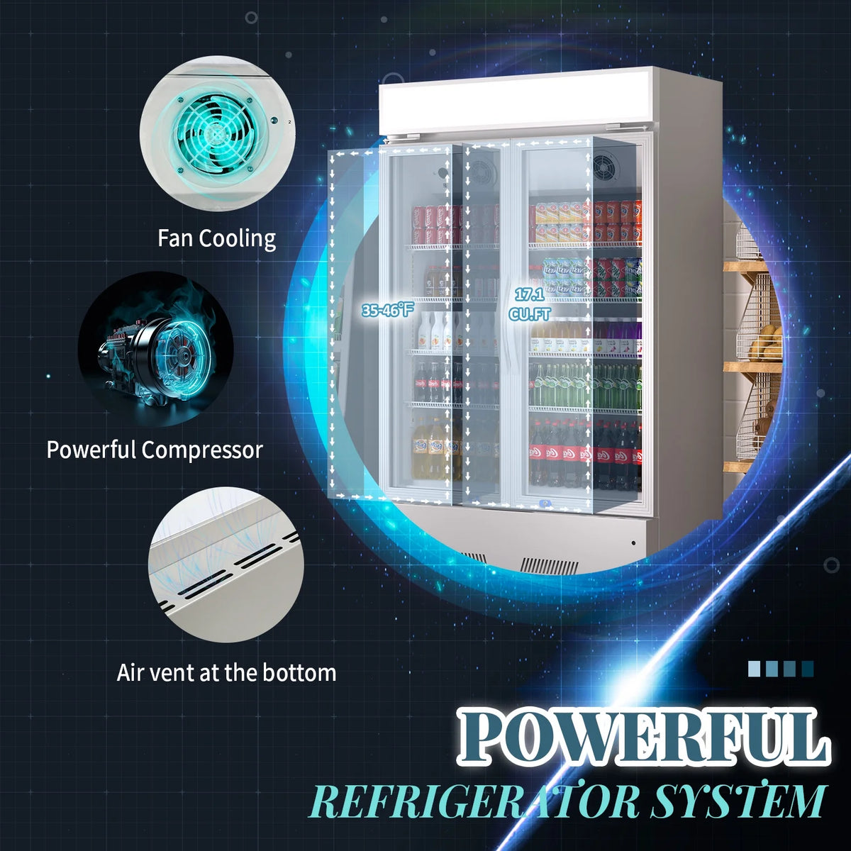 38'' Commercial Beverage Display Refrigerator with 2 Glass Doors Y2812