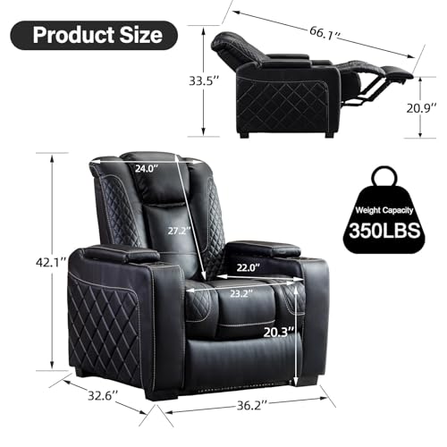 Brown Faux Leather Power Recliner Chair with Adjustable Headrest Z155969