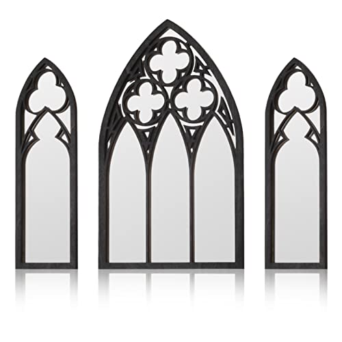 3 Pack Gothic Mirrors Wall Decor, Cathedral Arch Frame Tiny Mirror H973723