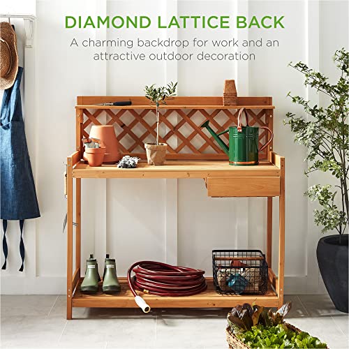Wooden Potting Bench with Cabinet Drawer A1304