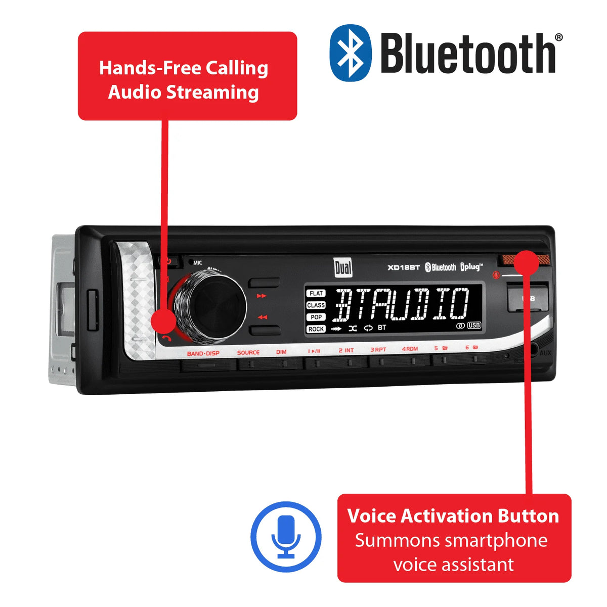 Single DIN Car Stereo Head Unit with Bluetooth D3356