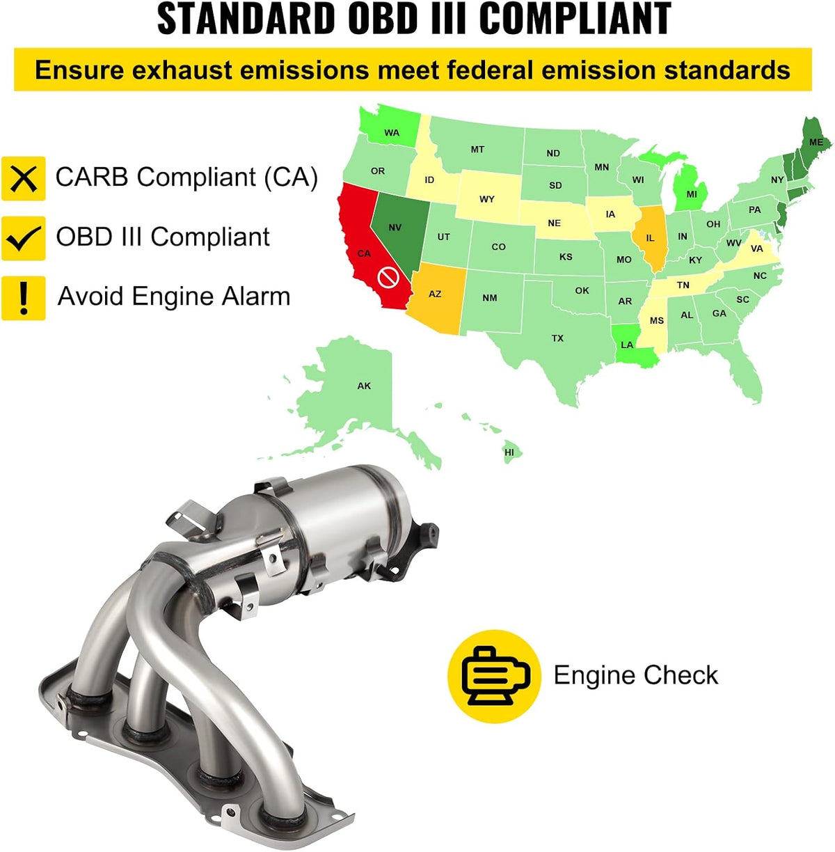 Catalytic Converter Stainless Steel with Gasket Kit Exhaust Manifold D428331