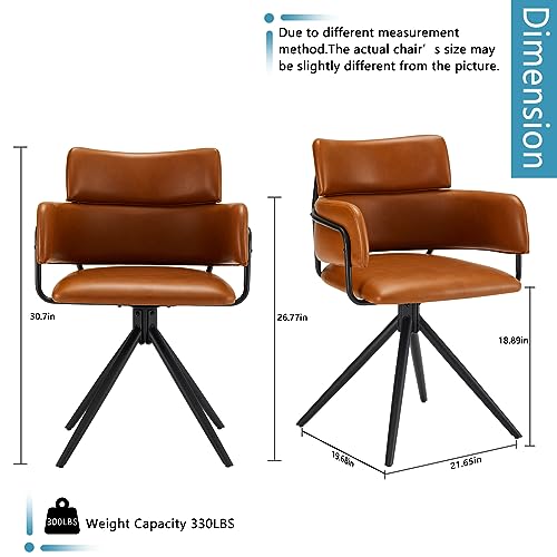 Light Brown Upholstered Leather Swivel Dining Chairs Set of 2 L726343