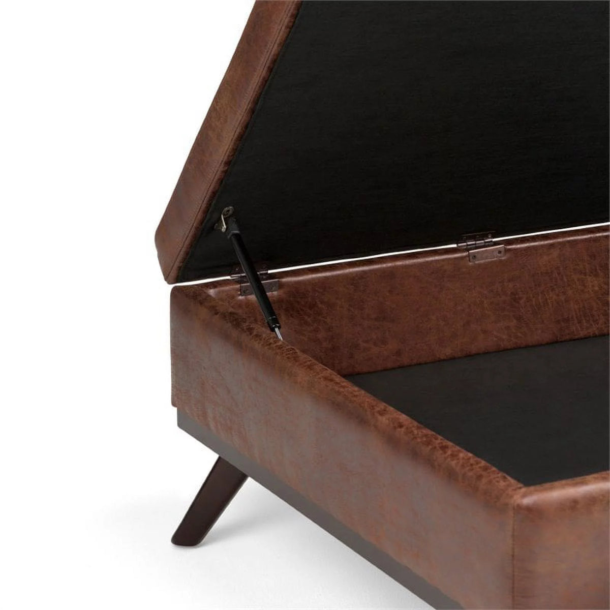 Faux Air Leather Square Coffee Table Ottoman in Saddle Brown X32547