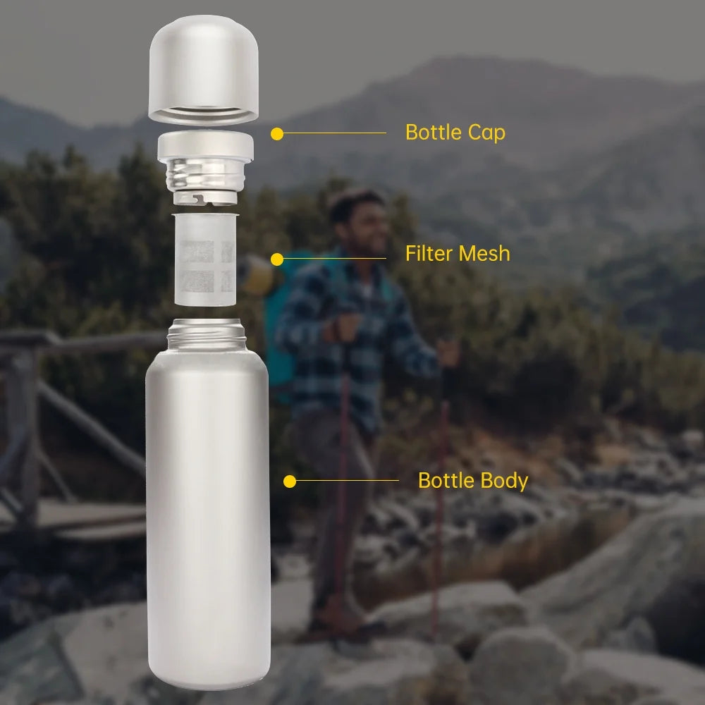 1.5L Titanium Water Bottle with Strainer and Sleeve L55673