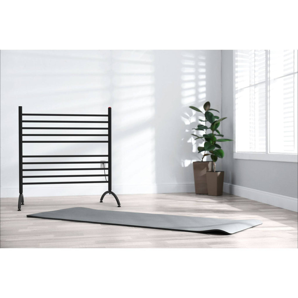 Matte Black 10 Cylindrical Brushed Bars Freestanding Towel Warmer H860