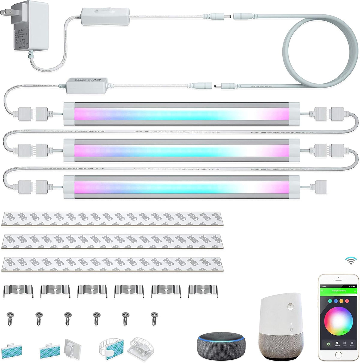 RGB Multi Color LED Smart Under Cabinet Strip Light Kit Y2177