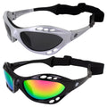 2 Pairs Padded Polarized Sunglasses w/Strap Silver w/Smoke Lens Black w/Pink Mirror Lens X918761