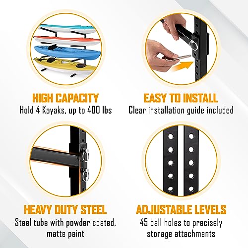 Kayak Wall Mount Rack 400lbs 4 Adjustable Levels O585