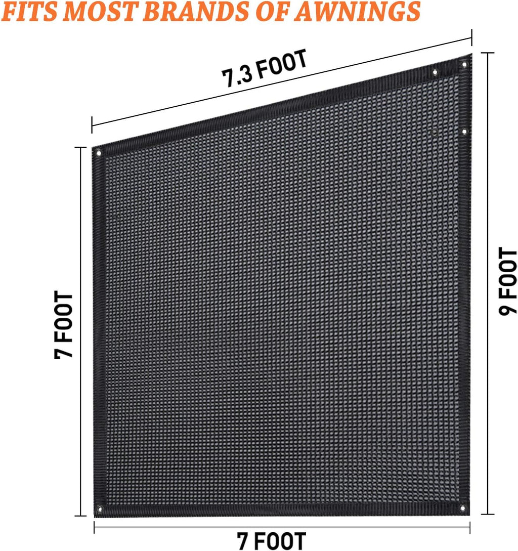 RV Awning Side Shade Black Mesh Screen Sunshade UV Sun Blocker Complete Kits J962