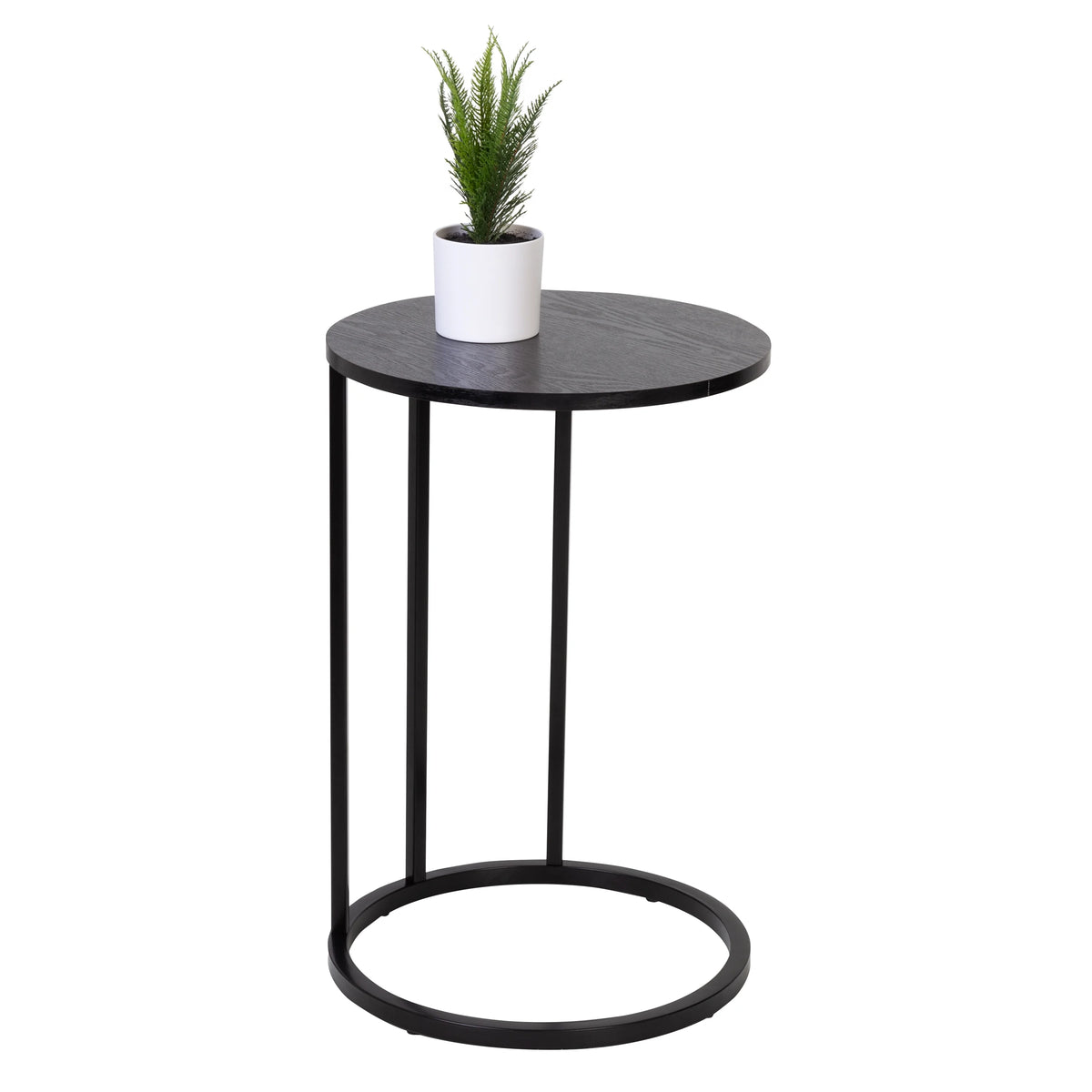 Black Wood and Metal Round End Table S988196