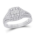 14k White Gold Baguette Diamond Bridal Wedding Ring Set 5/8 Cttw B35128