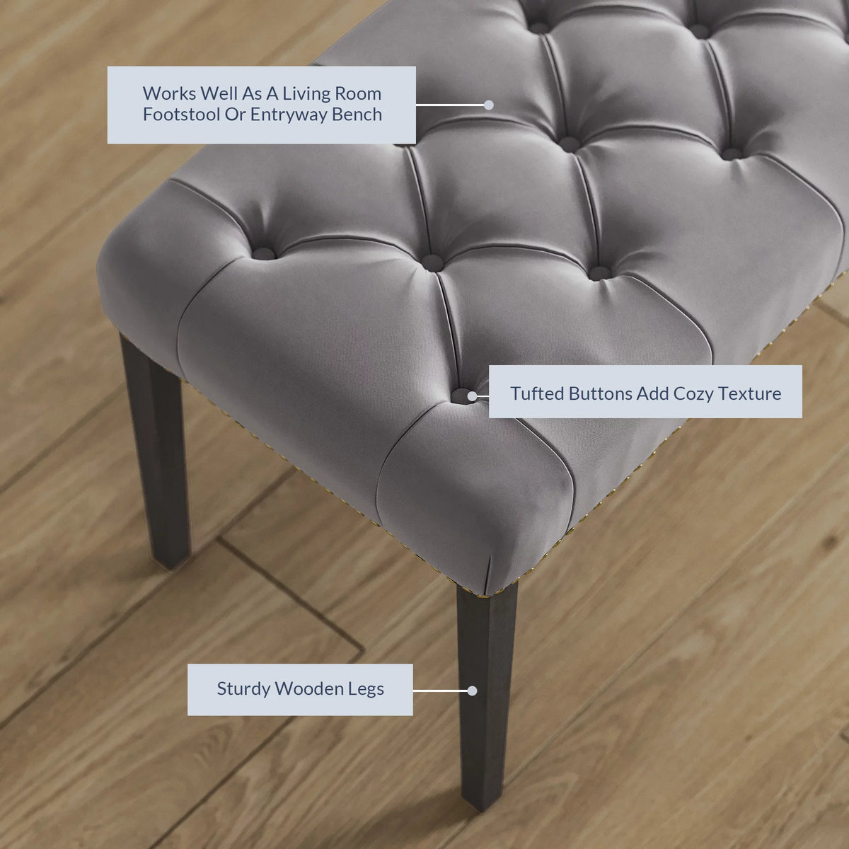 Grey Linen Upholstered Ottoman Bench E2295