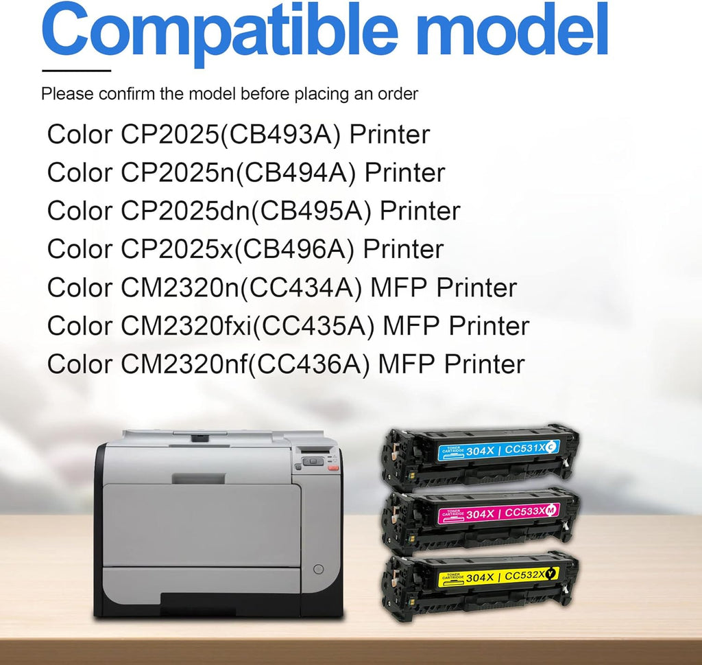 3 Pack High Yield Toner Cartridge for HP Color CP2025 Printer N81107