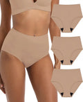 Adult Incontinence Protective Underwear for Women Reusable Bladder Leakage Protection Brief Postpartum 56 ml Absorbency Panties 3 Pack 3 Brown 4XL B5976