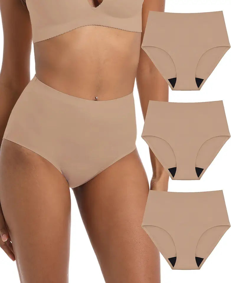 Adult Incontinence Protective Underwear for Women Reusable Bladder Leakage Protection Brief Postpartum 56 ml Absorbency Panties 3 Pack 3 Brown 4XL B5976