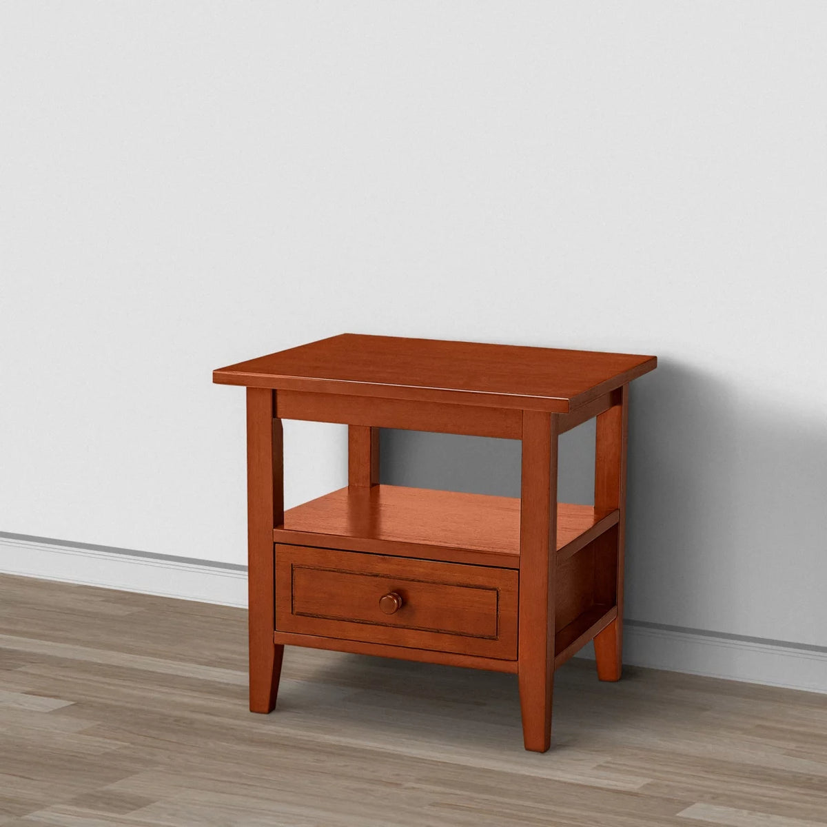 Honey Brown 1 Drawer Wooden End Table T40596