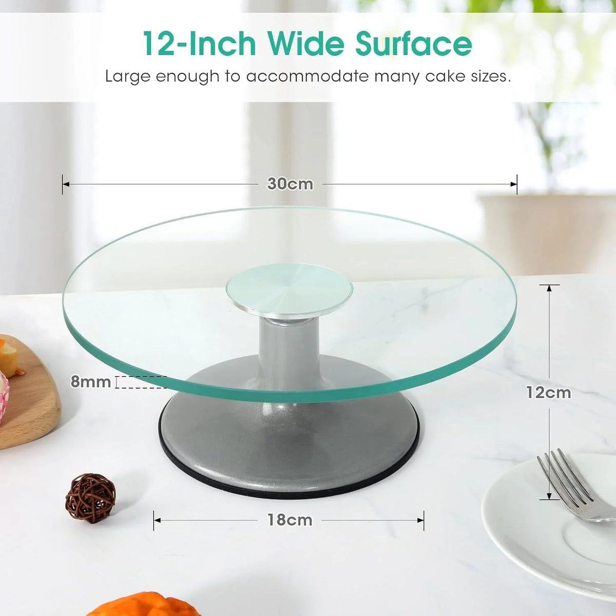 12" Glass Rotating Cake Stand U3545