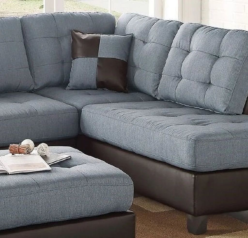 3pc Faux Leather Sectional Sofa Set H51237