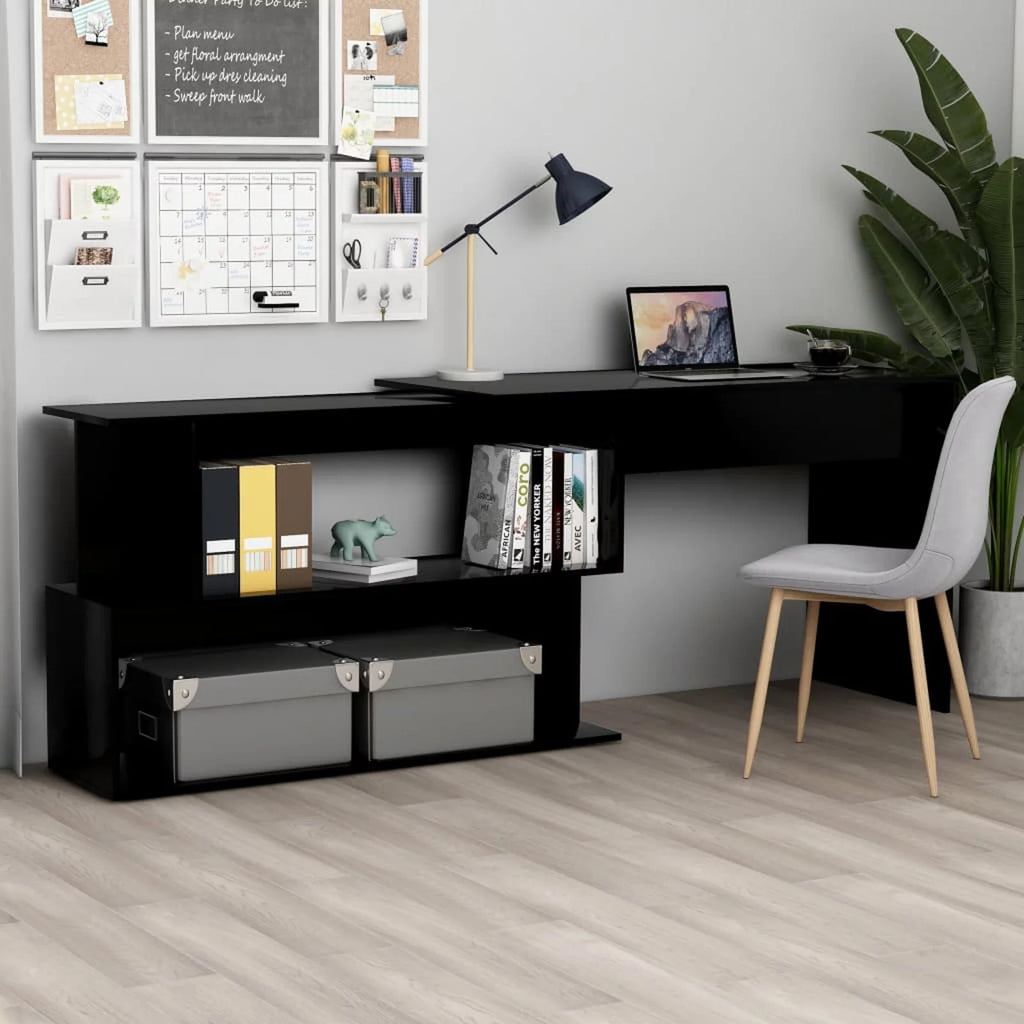 Black Engineered Wood Corner Desk G424092