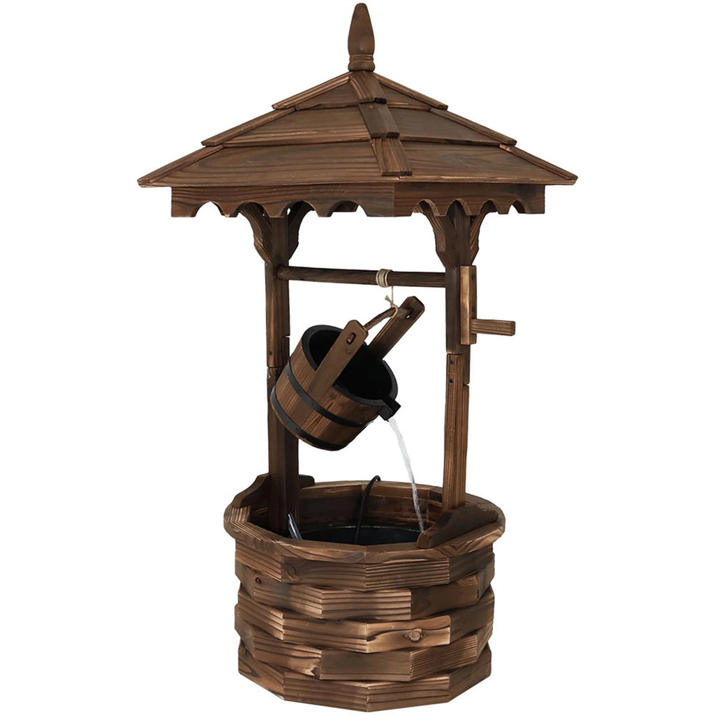 Wood Wishing Well Fountain with Liner 48" H T6532