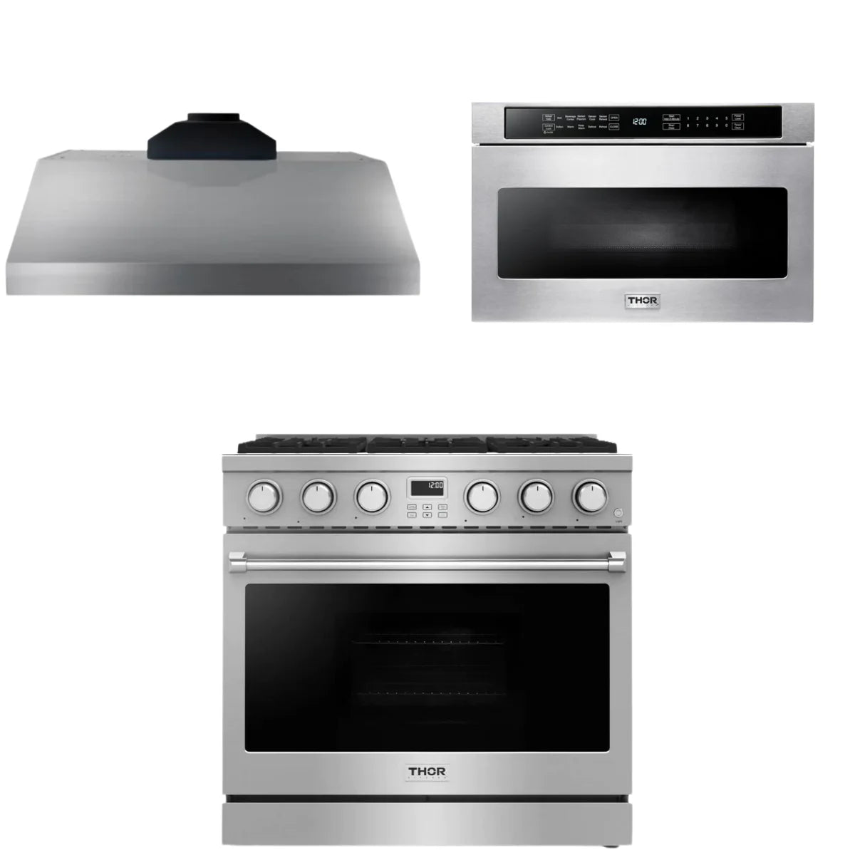 36 Gas Range, Range Hood and Microwave X46305