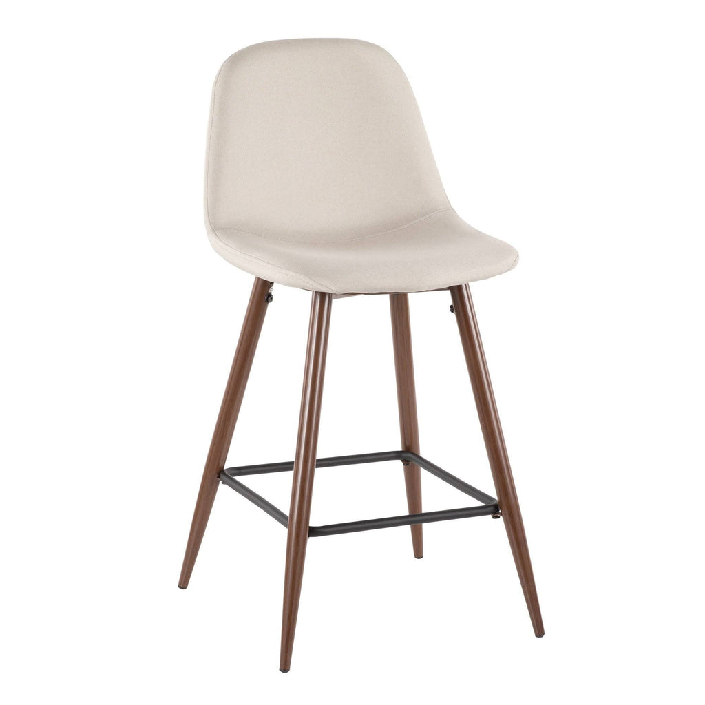 Walnut Metal Charcoal Fabric Counter Stool Set of 2 L943